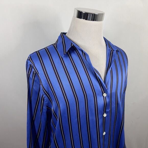 NWT $228 Rails Large Dorian Primrose Button Down Blouse Red White Blue Striped - Picture 1 of 6